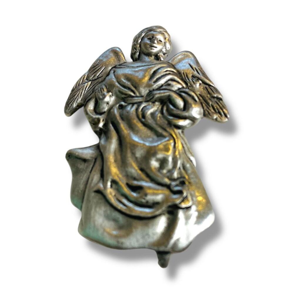 1982 Hallmark Pewter‎ Angel Brooch Pin 2"